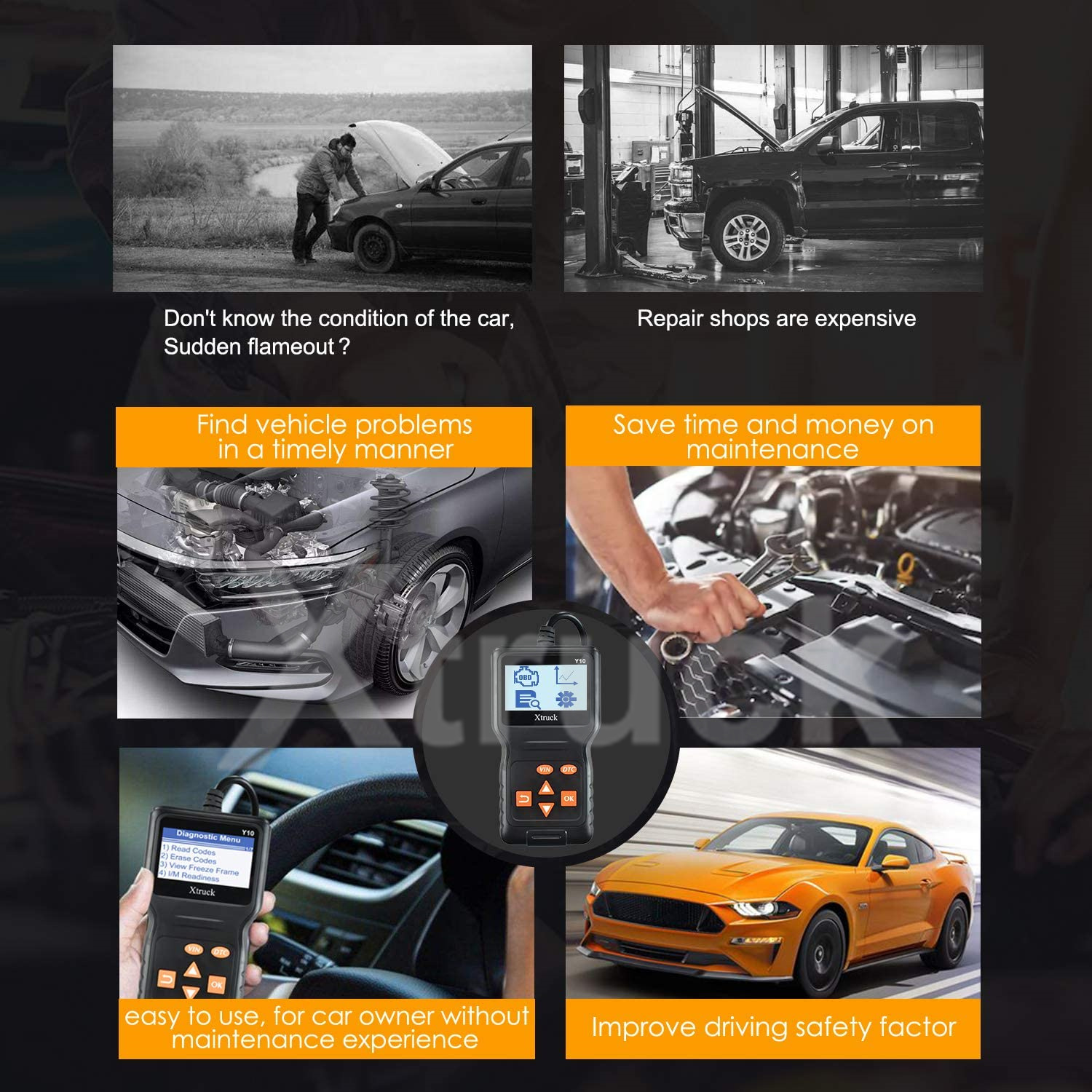 Fault Code Reader XTRUCK Y10 OBD2 Car Diagnostic Tool pk LAUNCH X431 CR3001 OBD2 Scanner Creader 3001 code read