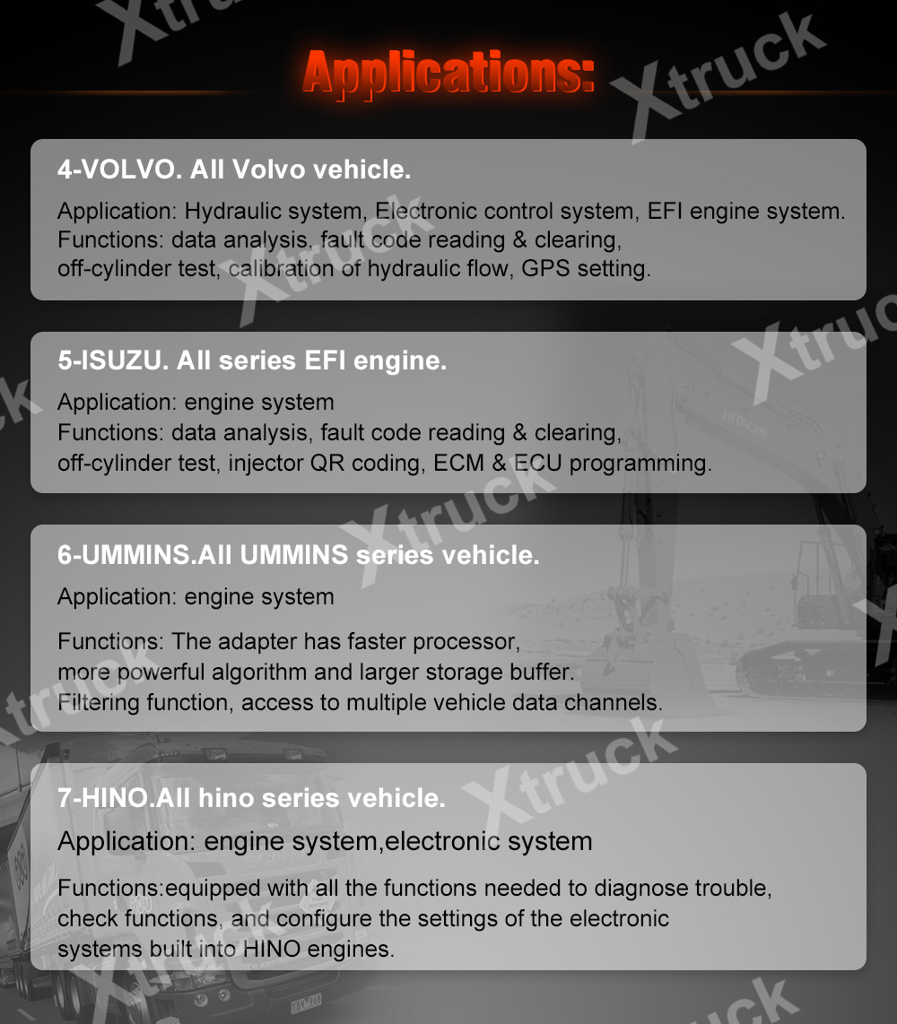 Xtruck Y009 HDD +FZ G1 tablet for Construction Excavators Diagnostic Kit