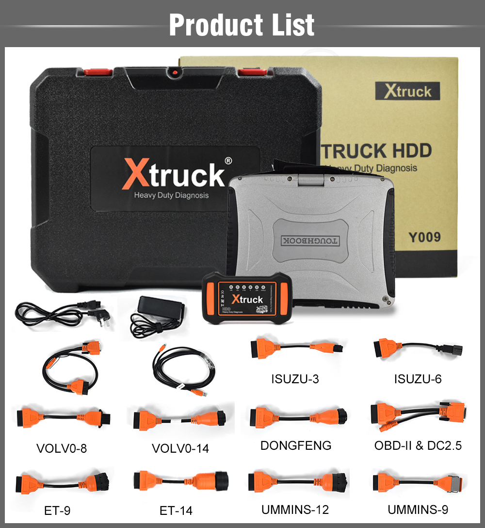 Xtruck Y009 HDD +CF19 Laptop for Heavy duty Truck Diagnostic Kit