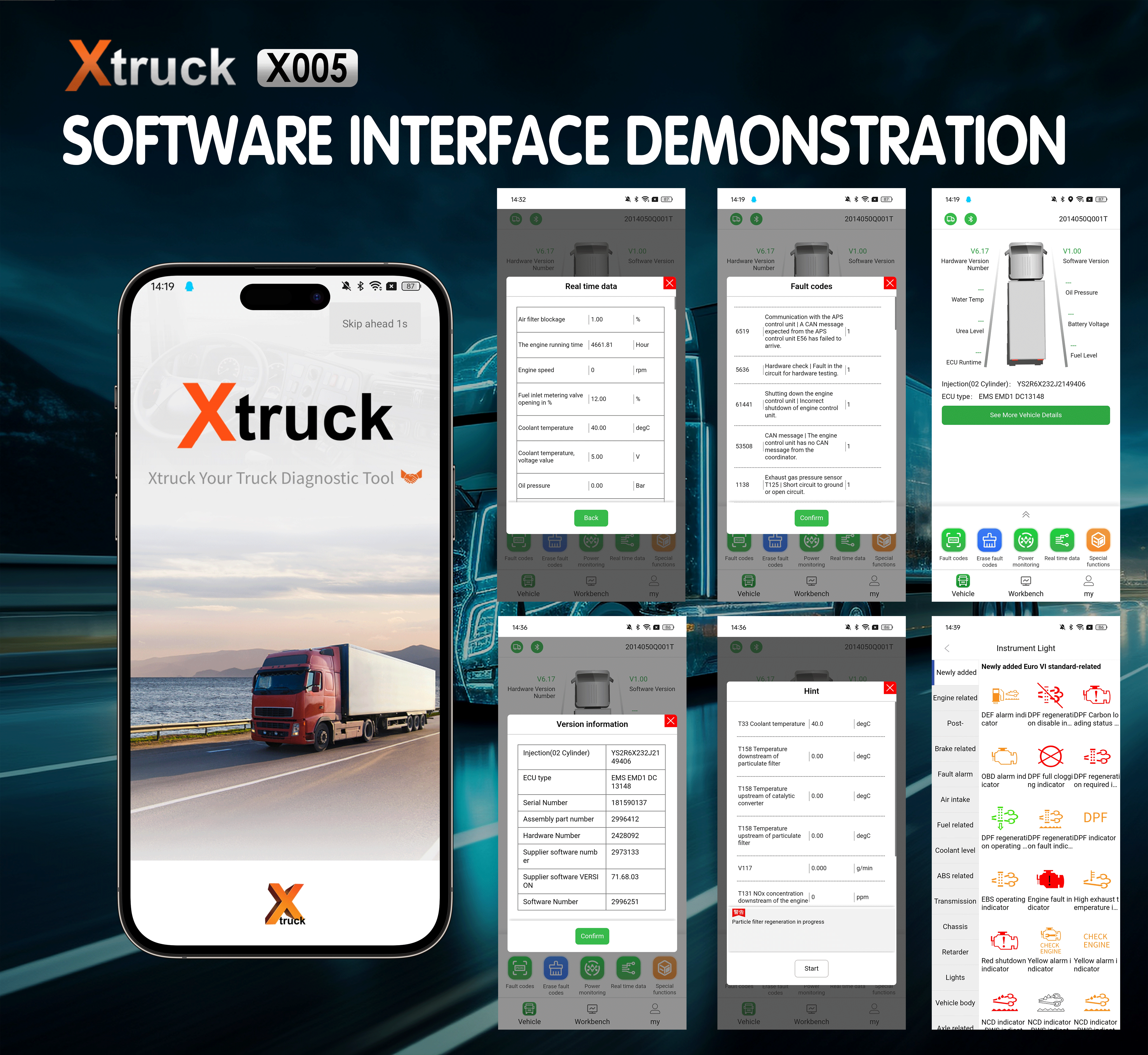 Xtruck X005 Intelligent Diagnosis ECU Quick Flashing support SHACMAN，SINOTRUCK，DongFeng，FAWDE